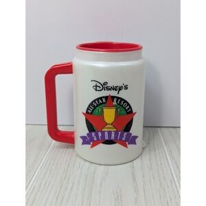 Whirley Disney's All-Star Resort Sports Plastic Travel Mug Red Lid 10oz vintage